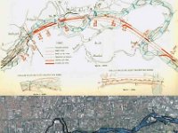 Regulacija rijeke Save, usporedba  Ovim proširenjem cjelokupna regulacija Save bila je podijeljena na četiri dionice i izrada projekata za njih počela je 1905. godine, a izvedba radova na novim dionicama počela je između 1906. i 1908. godine. Cijena jednog kilometra izvedene regulacije bila je oko 160.000 kruna, a ukupna cijena izvedbe regulacije Save od Slovenije do Rugvice iznosila je oko 9,700.000 kruna. Radi lakšeg praćenja izvedbe i nadzora radova cijeli je potez Save podijeljen na 36 radilišta odsjeka. Za lakše obavljanje nadzora i vođenje izvedbe radova 1902. godine sagrađena je zgrada za ured građevne uprave na lijevoj obali Save, odmah ispod željezničkog mosta na kraju Veslačke ulice. tu su se, osim tehničkog osoblja i uprave gradilišta, nalazile i radionice, skladišta materijala te stan za nadzornika radova. U toj zgradi u Veslačkoj br. 25 poslije 1945. godine jedno je vrijeme bila uprava poduzeća Hidroprojekt, nakon toga Hidrotehnički odjeljak Zagreb, a zatim uprava Direkcije za Savu. Sagrađene su i zgrade za uprave radilišta u Medsavama i u Mičevcu, u Podsusedu je za upravu radilišta korištena zgrada bivše mitnice. Već nakon nekoliko godina 1905. godine vidjeli su se i rezultati rada jer su se vodo- staji Save postupno snižavali, što je bio i jedan od ciljeva projekta. No, bilo je i neuspjeha, pretežno na mjestima starih korita ili tamo gdje su se radovi for širili, a nisu bile obavljene neophodne predradnje. Unatoč svim teškoćama, iz godine u godinu pojedine dionice puštane su na korištenje, glavno korito Save proširivalo se i formiralo postupno do projektom predviđenih dimenzija.
